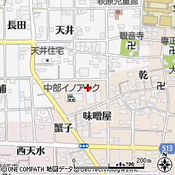 愛知県一宮市萩原町高木味噌屋1周辺の地図
