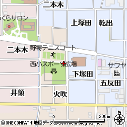 岩倉市役所　野寄テニスコート周辺の地図