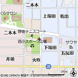 愛知県岩倉市野寄町（火吹）周辺の地図