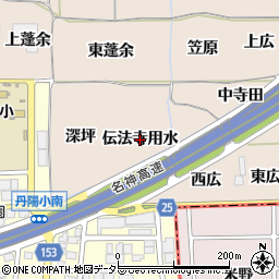 愛知県一宮市丹陽町三ツ井（伝法寺用水）周辺の地図