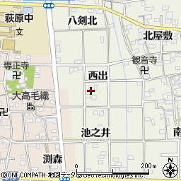 愛知県一宮市萩原町西宮重南西出周辺の地図