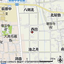 愛知県一宮市萩原町西宮重西出周辺の地図