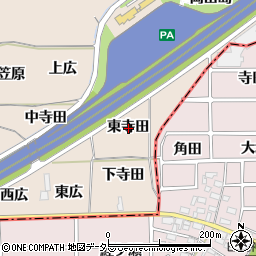 愛知県一宮市丹陽町三ツ井東寺田周辺の地図