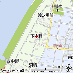 愛知県一宮市西中野下中野周辺の地図