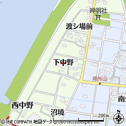 愛知県一宮市西中野（下中野）周辺の地図
