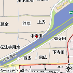愛知県一宮市丹陽町三ツ井中寺田周辺の地図
