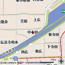 愛知県一宮市丹陽町三ツ井（中寺田）周辺の地図