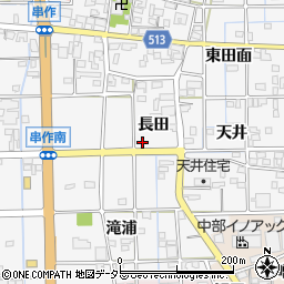 愛知県一宮市萩原町串作長田周辺の地図