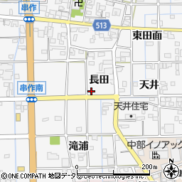 愛知県一宮市萩原町串作（長田）周辺の地図