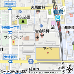 岩倉郵便局周辺の地図