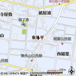 愛知県一宮市上祖父江東外平周辺の地図