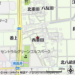 愛知県一宮市大和町北高井西重田周辺の地図
