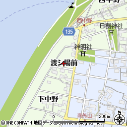 愛知県一宮市西中野（渡シ場前）周辺の地図
