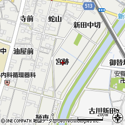 愛知県一宮市明地宮跡周辺の地図