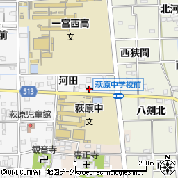 愛知県一宮市萩原町串作河田169周辺の地図