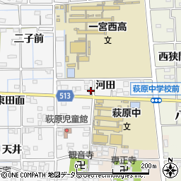 愛知県一宮市萩原町串作河田24周辺の地図