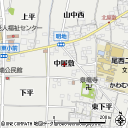 愛知県一宮市明地中屋敷周辺の地図
