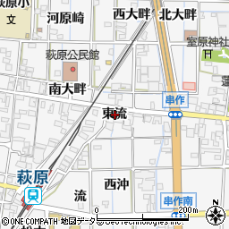 愛知県一宮市萩原町串作東流周辺の地図