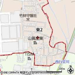 愛知県小牧市東2丁目周辺の地図