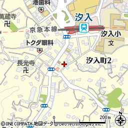 横須賀能率スクール　本部・汐入教室周辺の地図