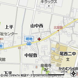 愛知県一宮市明地山中西14周辺の地図