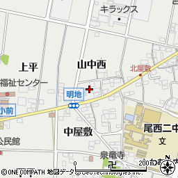 愛知県一宮市明地山中西12周辺の地図