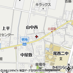 愛知県一宮市明地山中西114周辺の地図