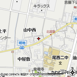 愛知県一宮市明地山中西117周辺の地図
