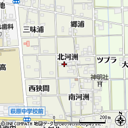 愛知県一宮市萩原町河田方北河洲20周辺の地図