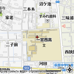 愛知県一宮市萩原町串作河田1周辺の地図