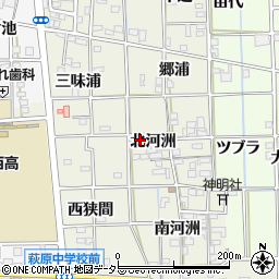 愛知県一宮市萩原町河田方北河洲318周辺の地図