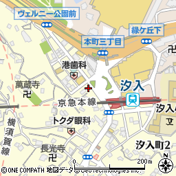 横須賀汐入郵便局周辺の地図