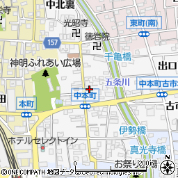 愛知県岩倉市中本町中市場30周辺の地図