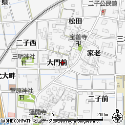 愛知県一宮市萩原町萩原大門前周辺の地図