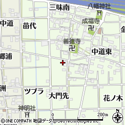 愛知県一宮市萩原町林野西ツフラ周辺の地図