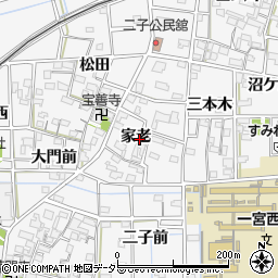 愛知県一宮市萩原町萩原家老周辺の地図