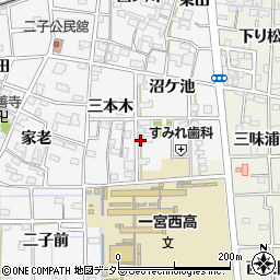 愛知県一宮市萩原町萩原三味南21周辺の地図