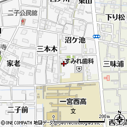 愛知県一宮市萩原町萩原三味南周辺の地図