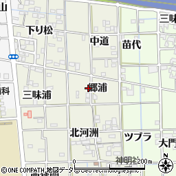 愛知県一宮市萩原町河田方郷浦周辺の地図