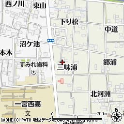 愛知県一宮市萩原町河田方三味浦周辺の地図
