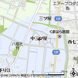 愛知県一宮市上祖父江中三ツ屋周辺の地図