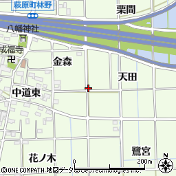 愛知県一宮市萩原町林野周辺の地図