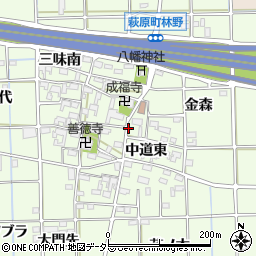愛知県一宮市萩原町林野（中道東）周辺の地図