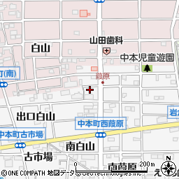愛知県岩倉市中本町（西葭原）周辺の地図