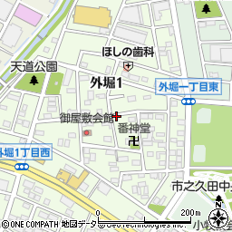 愛知県小牧市外堀1丁目周辺の地図