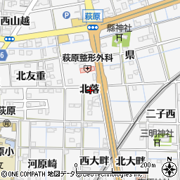 愛知県一宮市萩原町萩原北落周辺の地図
