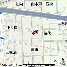 愛知県一宮市萩原町河田方中道周辺の地図