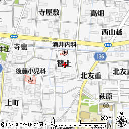 愛知県一宮市萩原町萩原替土周辺の地図