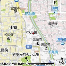 愛知県岩倉市中本町（中北裏）周辺の地図