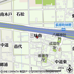 愛知県一宮市萩原町林野（三味南）周辺の地図